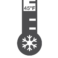 An icon of a thermometer reading 45˚F with a snowflake on it